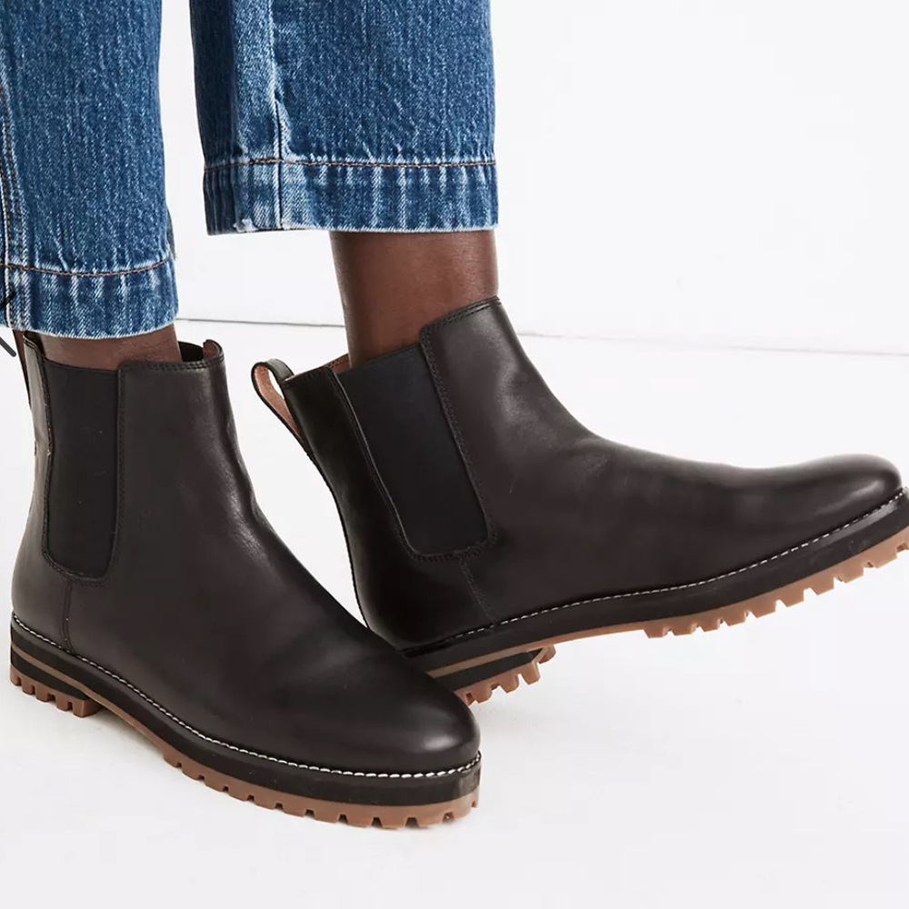 Madewell The Ivy Black Leather Chelsea Boot Size 8